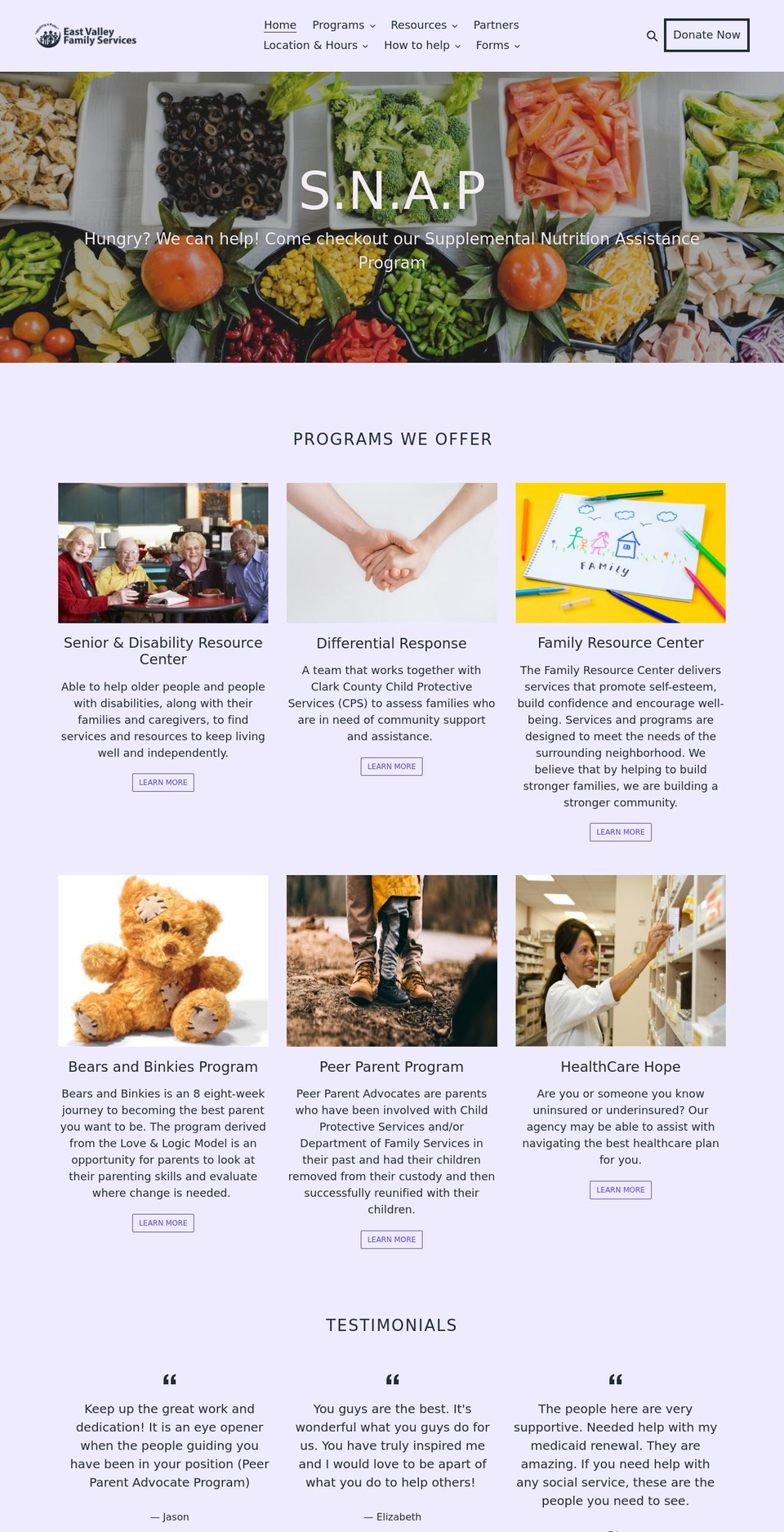 eastvalleyfamilyservices.org shopify website screenshot