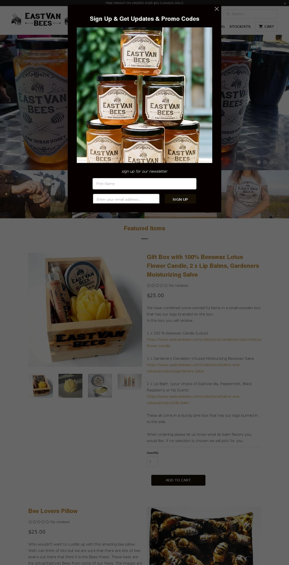 eastvanbees.com shopify website screenshot