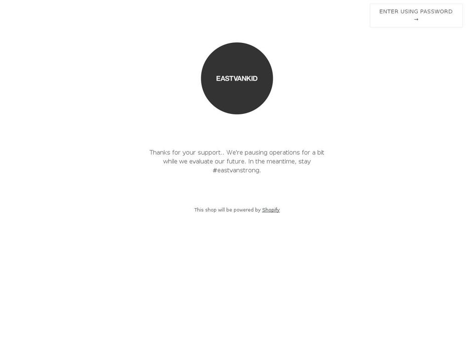 eastvankid.com — Shopify storefront screenshot