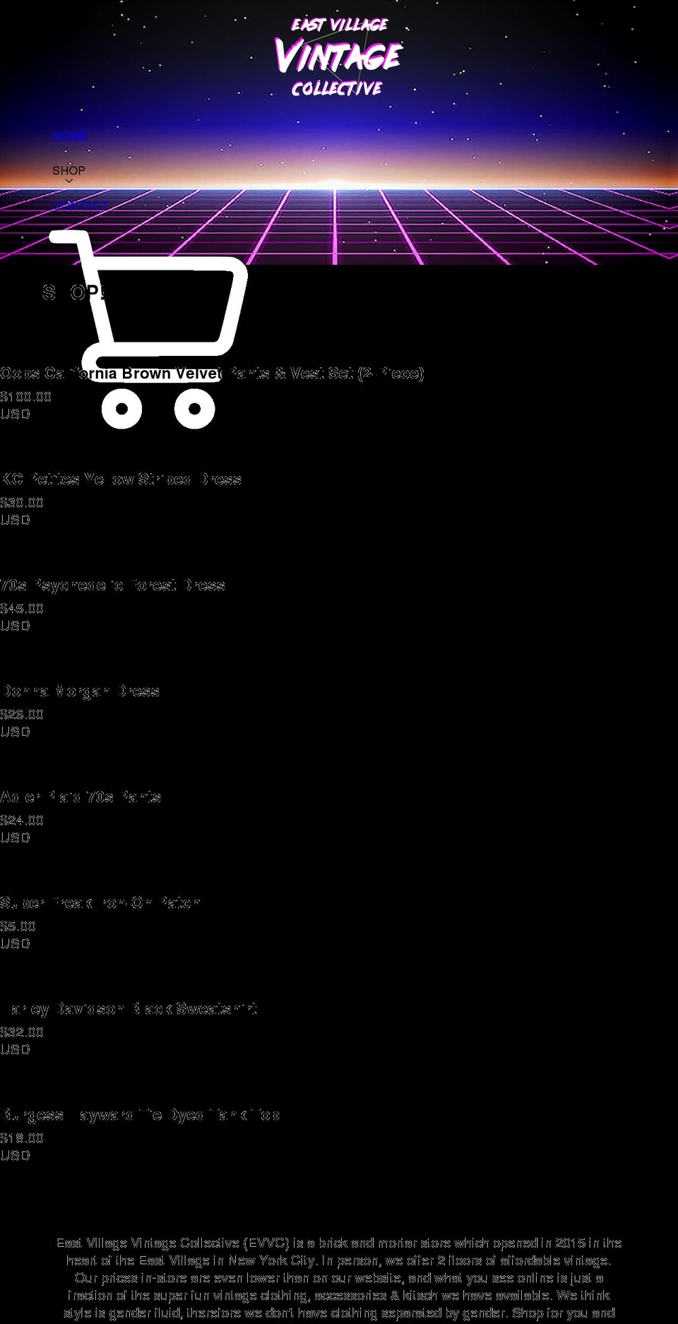 eastvillagevintagecollective.com shopify website screenshot