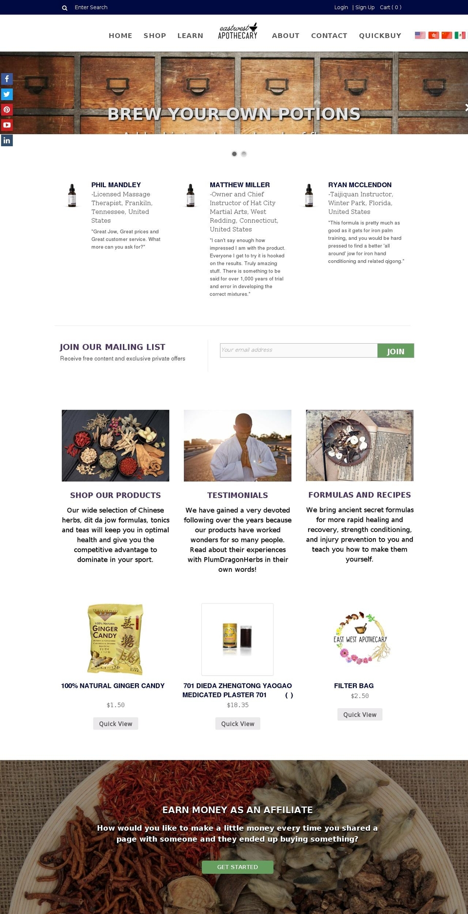 eastwestapothecary.com shopify website screenshot