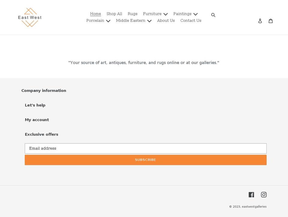 eastwestgalleries.com shopify website screenshot