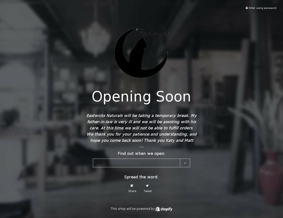 eastwicksnaturals.com — Shopify storefront screenshot