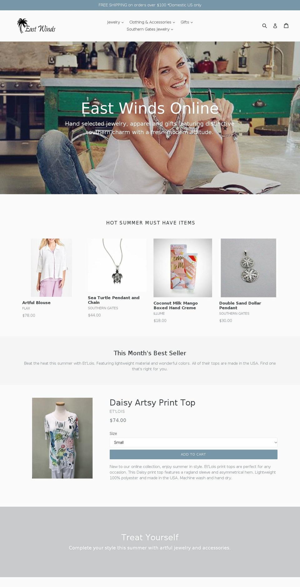 eastwindsonline.com shopify website screenshot