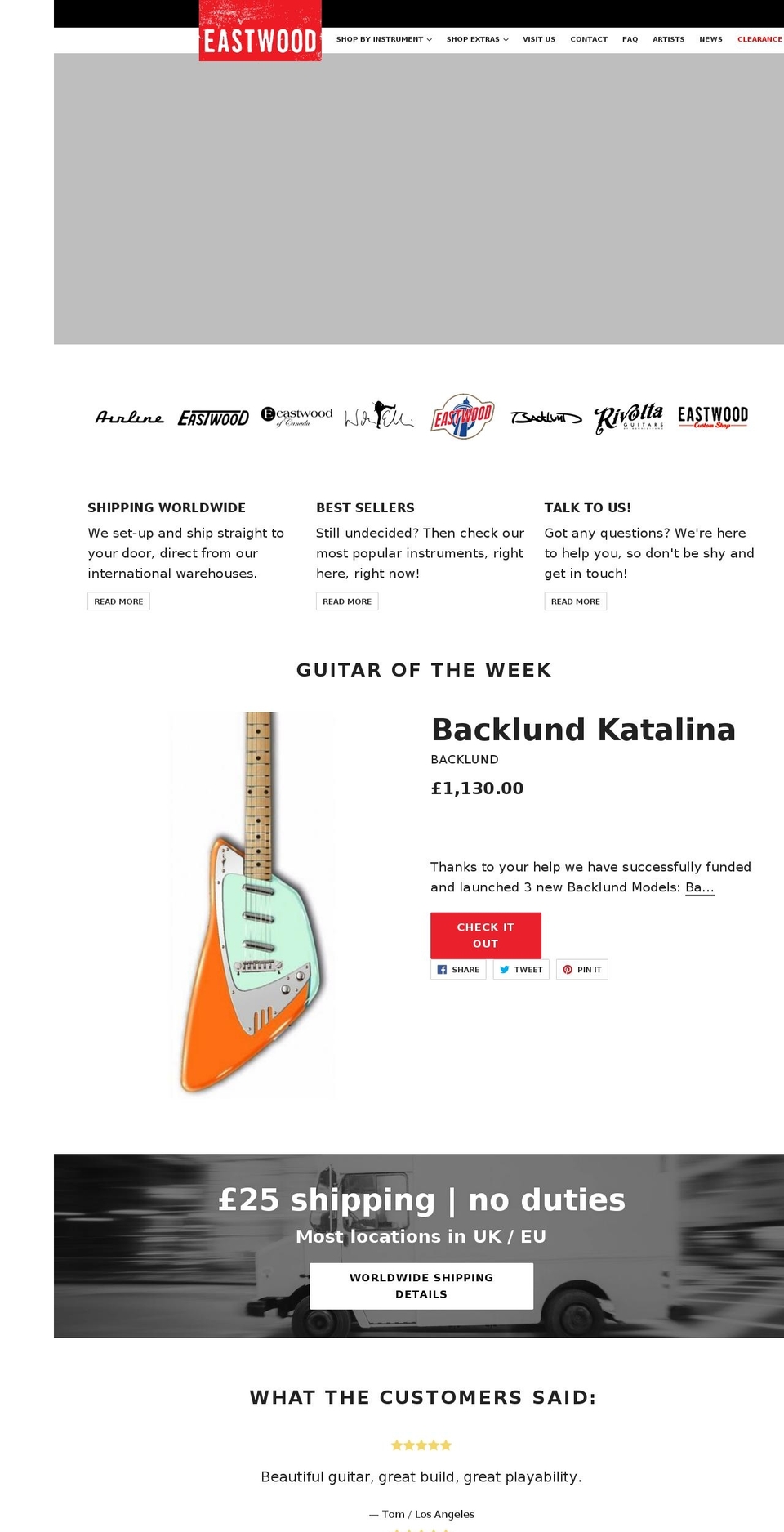 eastwoodguitars.co.uk shopify website screenshot