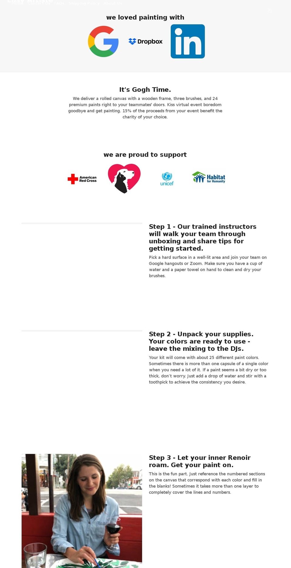 easyartiste.com shopify website screenshot