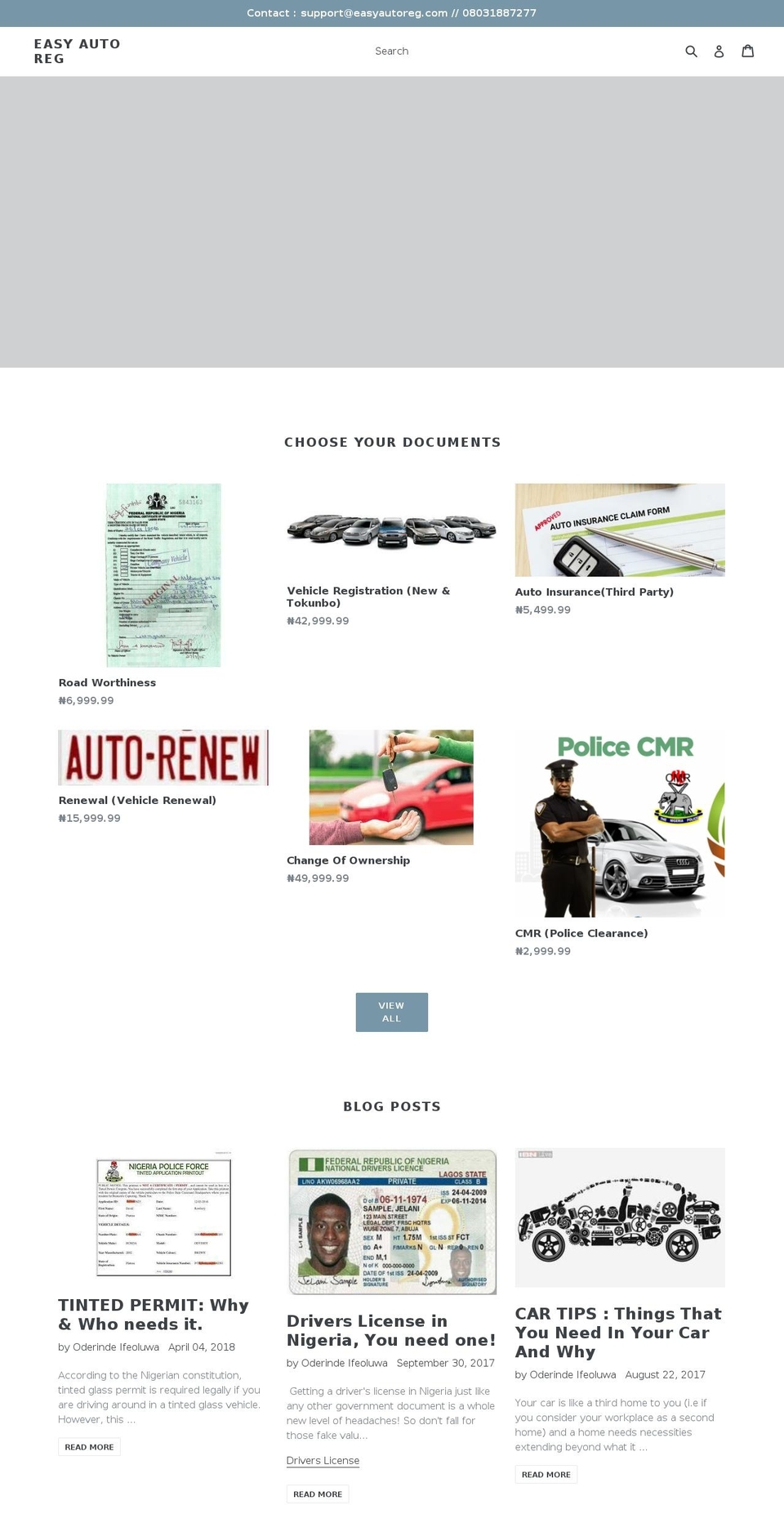 easyautoreg.com shopify website screenshot