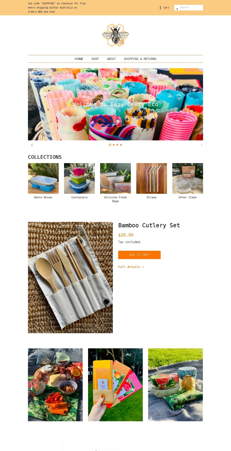 easybeezyeco.com.au shopify website screenshot