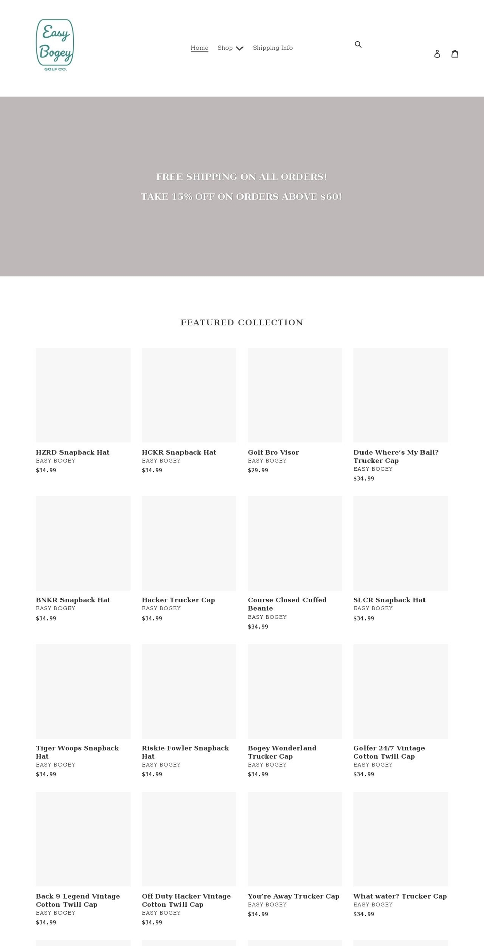 easybogey.com shopify website screenshot