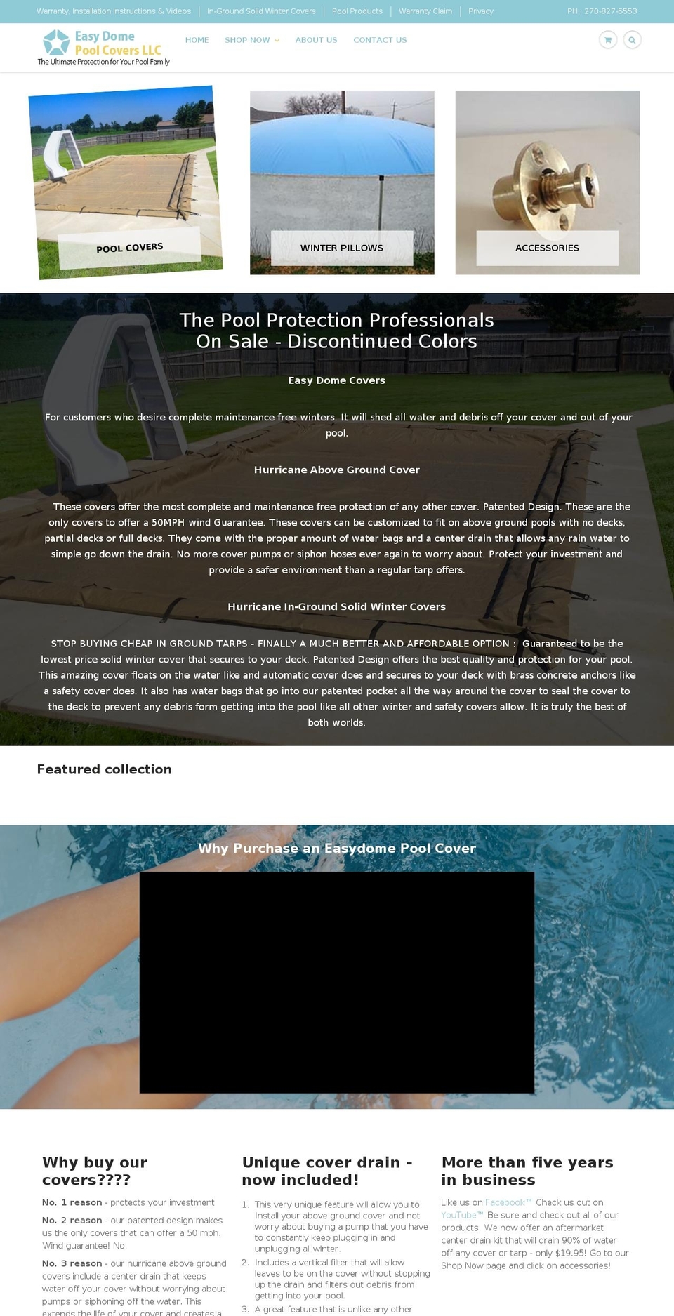 easydomepoolcover.com shopify website screenshot