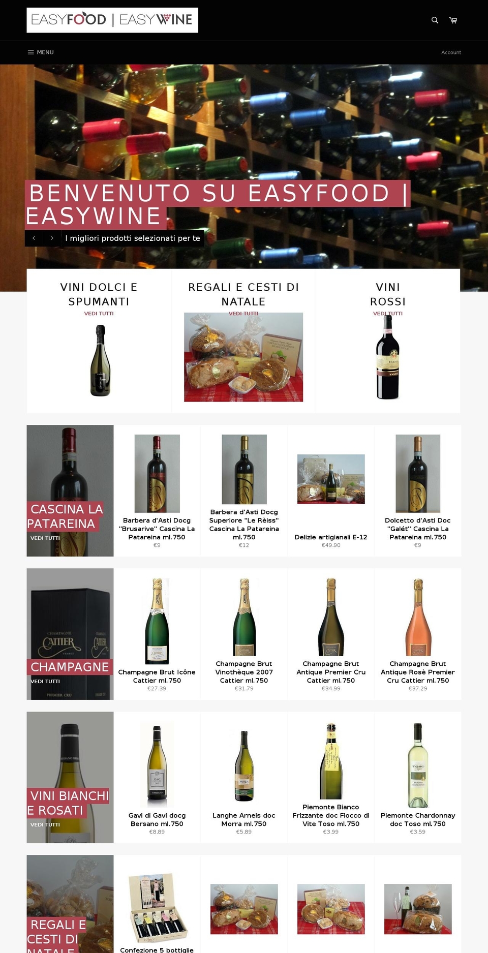 easyfoodeasywine.it shopify website screenshot