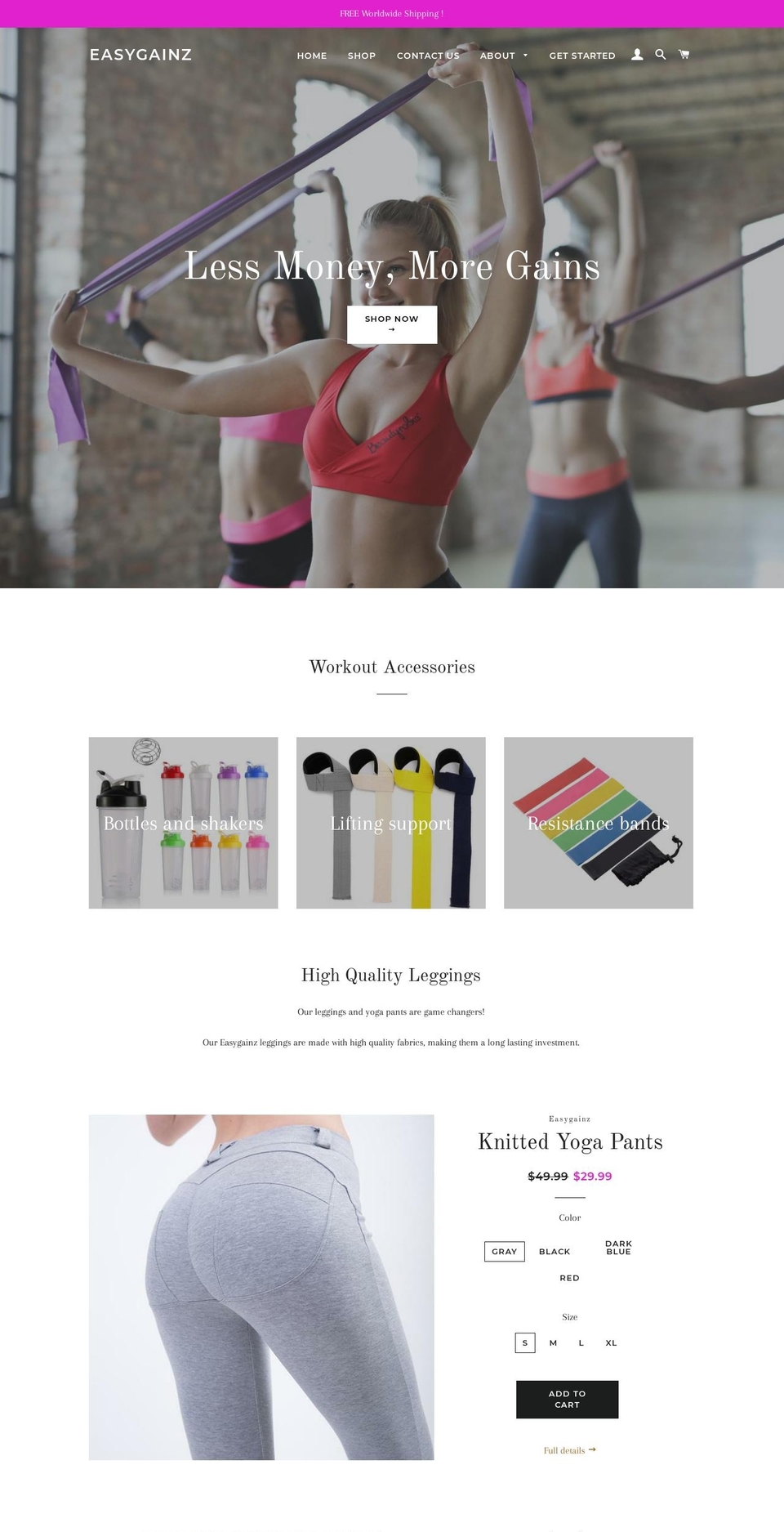easygainz.com — Shopify storefront screenshot