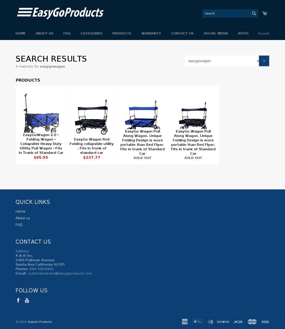 easygowagons.com — Shopify storefront screenshot