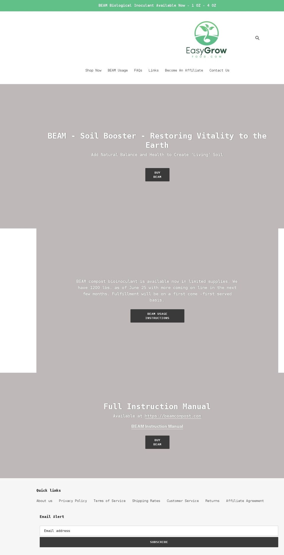 easygrowfood.com shopify website screenshot