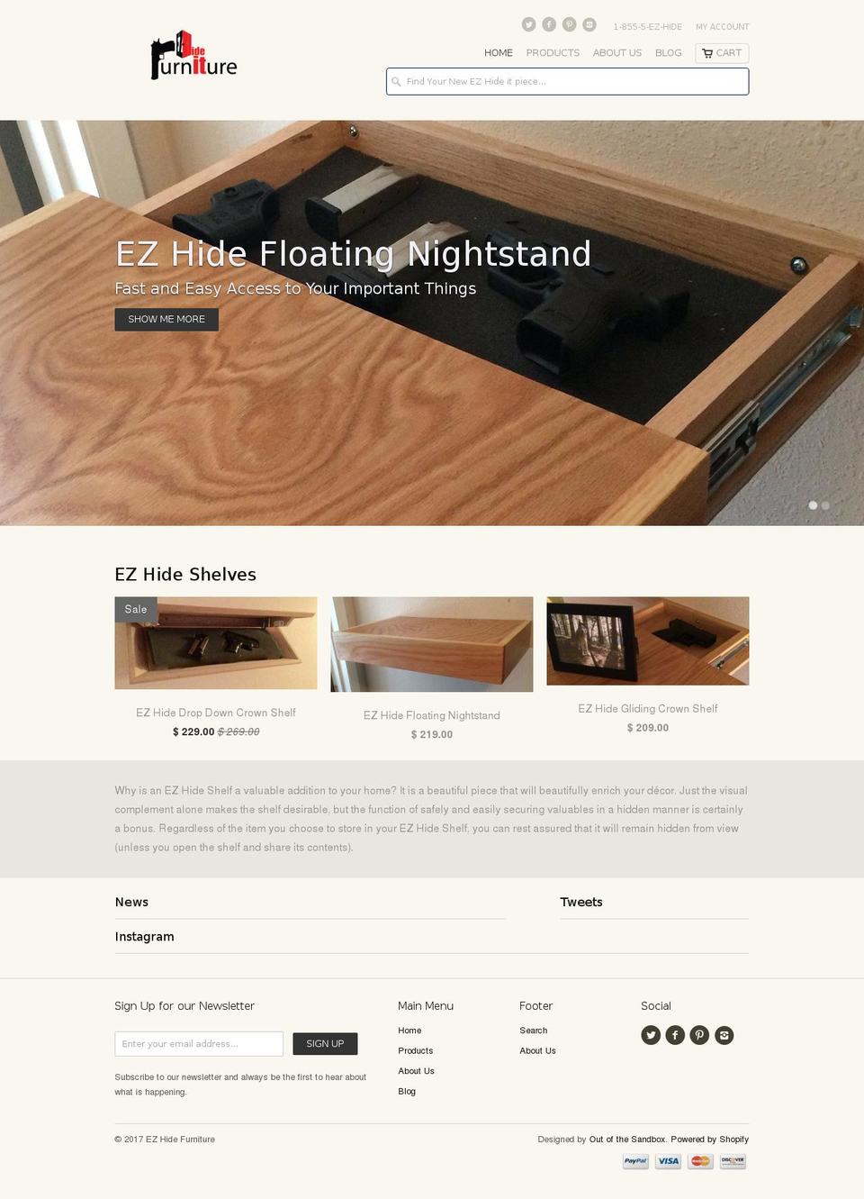 EZ Hide It Shopify theme site example easyhidefurniture.com