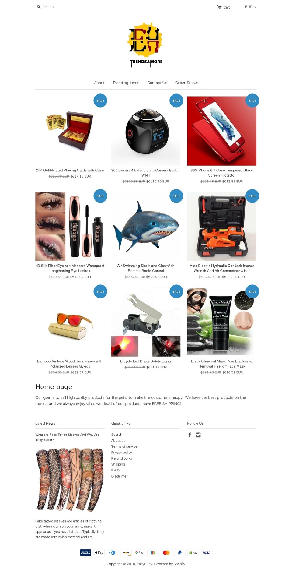 easyhurry.myshopify.com shopify website screenshot