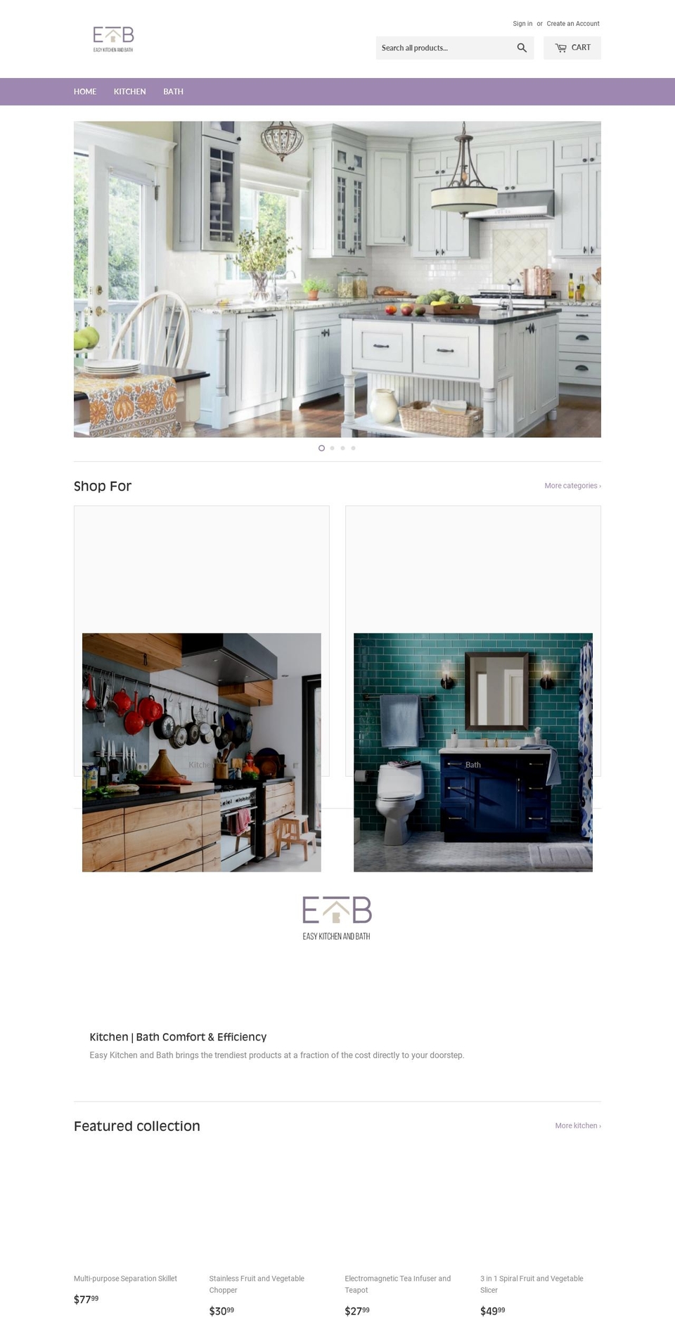 easykitchenandbath.com — Shopify storefront screenshot