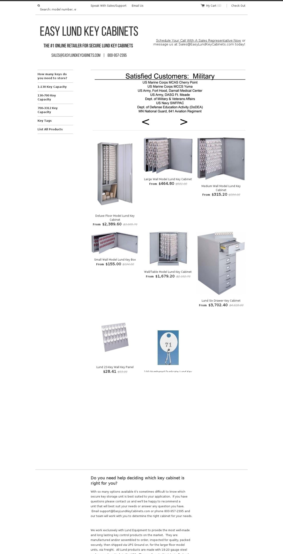 easylundkeycabinets.com shopify website screenshot