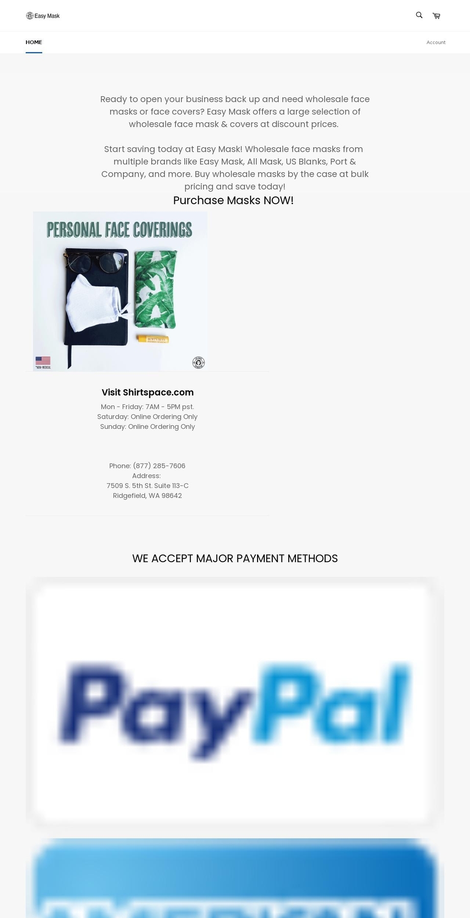 easymask.com shopify website screenshot