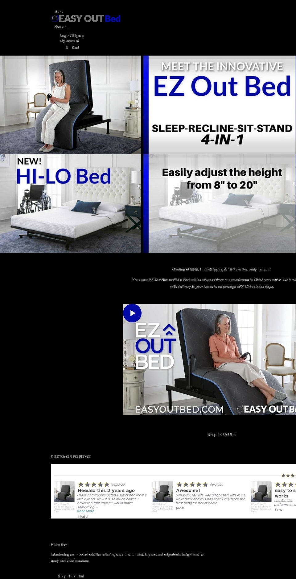 easyoutbed.com shopify website screenshot