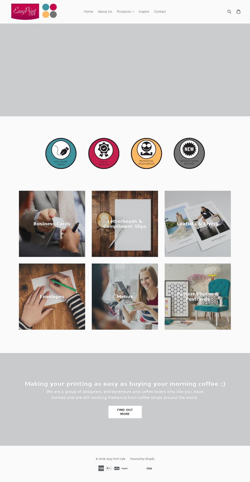 easyprintcafe.com — Shopify storefront screenshot
