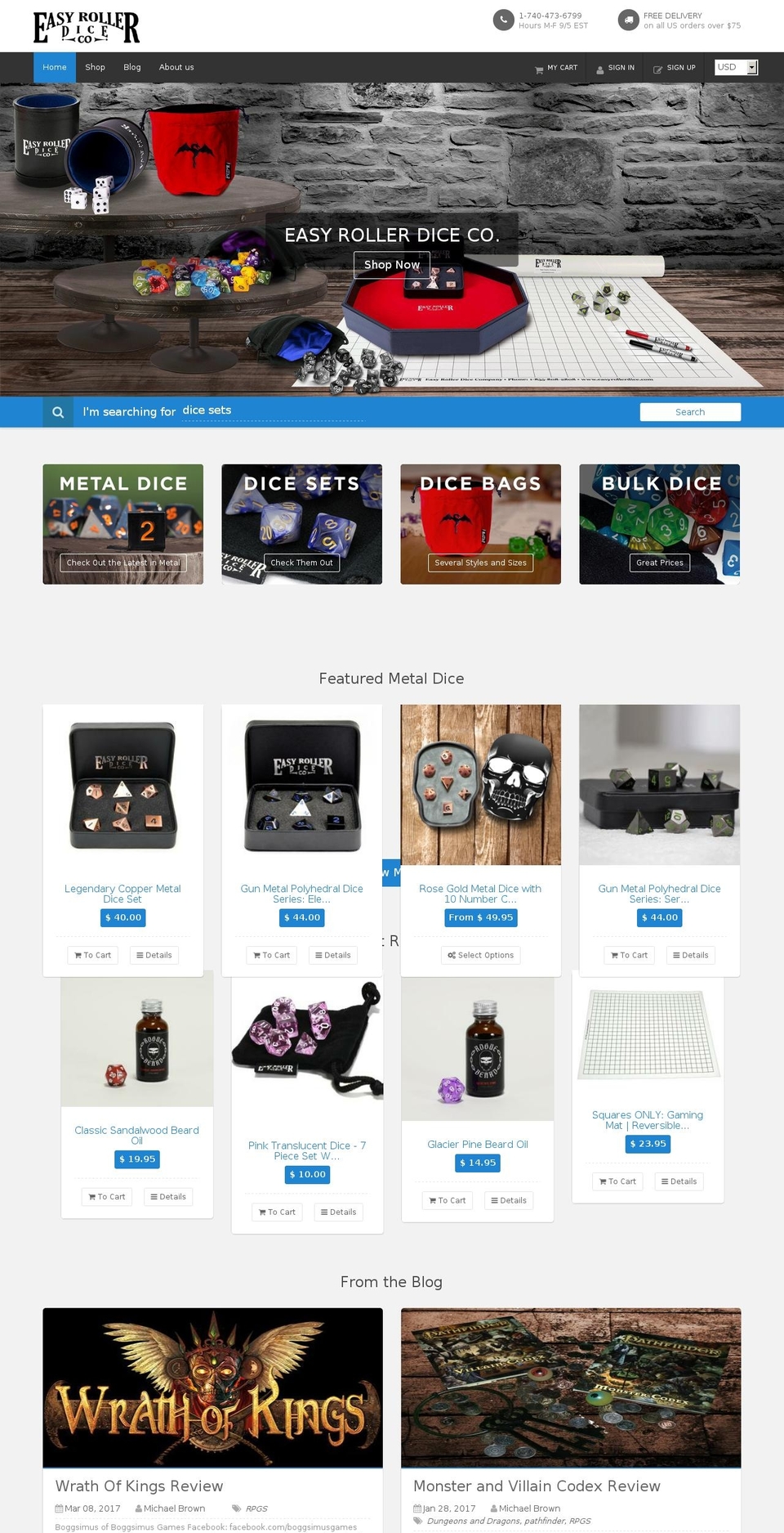 easyrollerdice.com shopify website screenshot