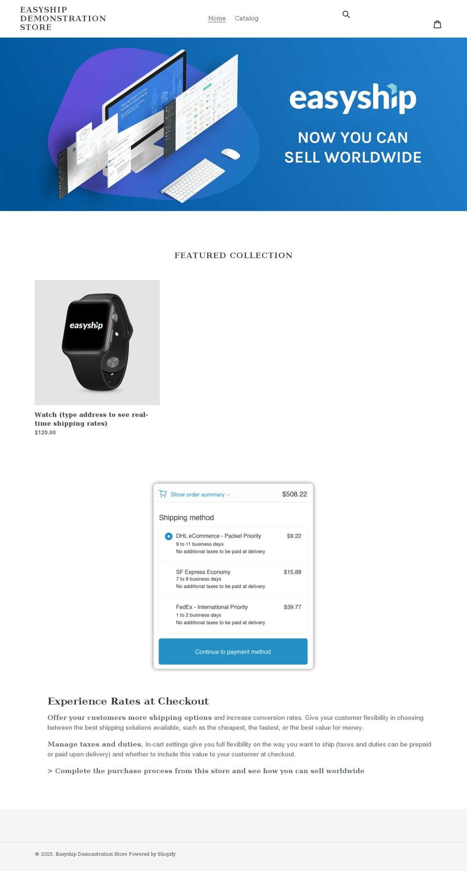 easyship-demonstration-store.myshopify.com shopify website screenshot