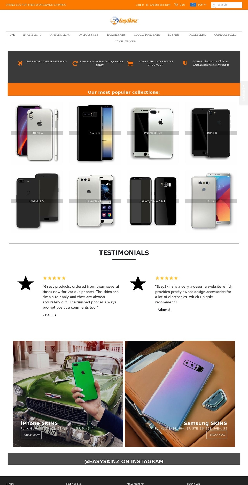 easyskinz.org shopify website screenshot