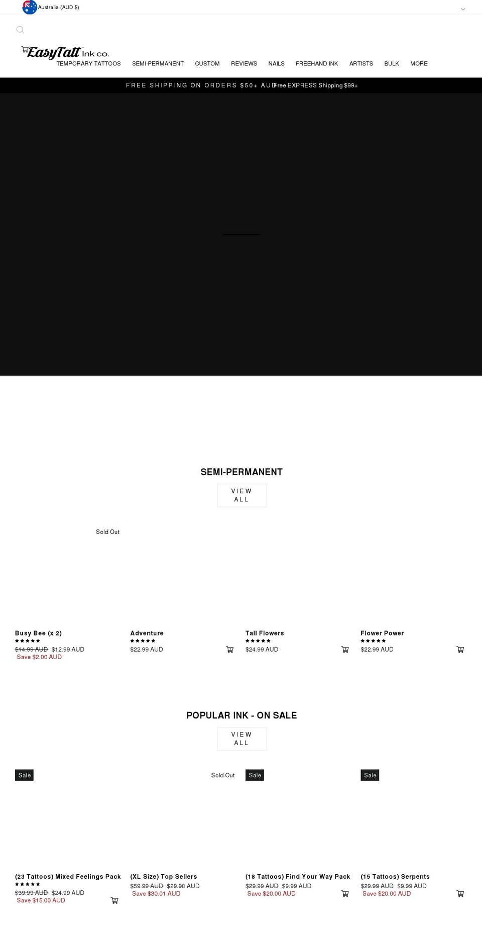 easytatt.com.au shopify website screenshot