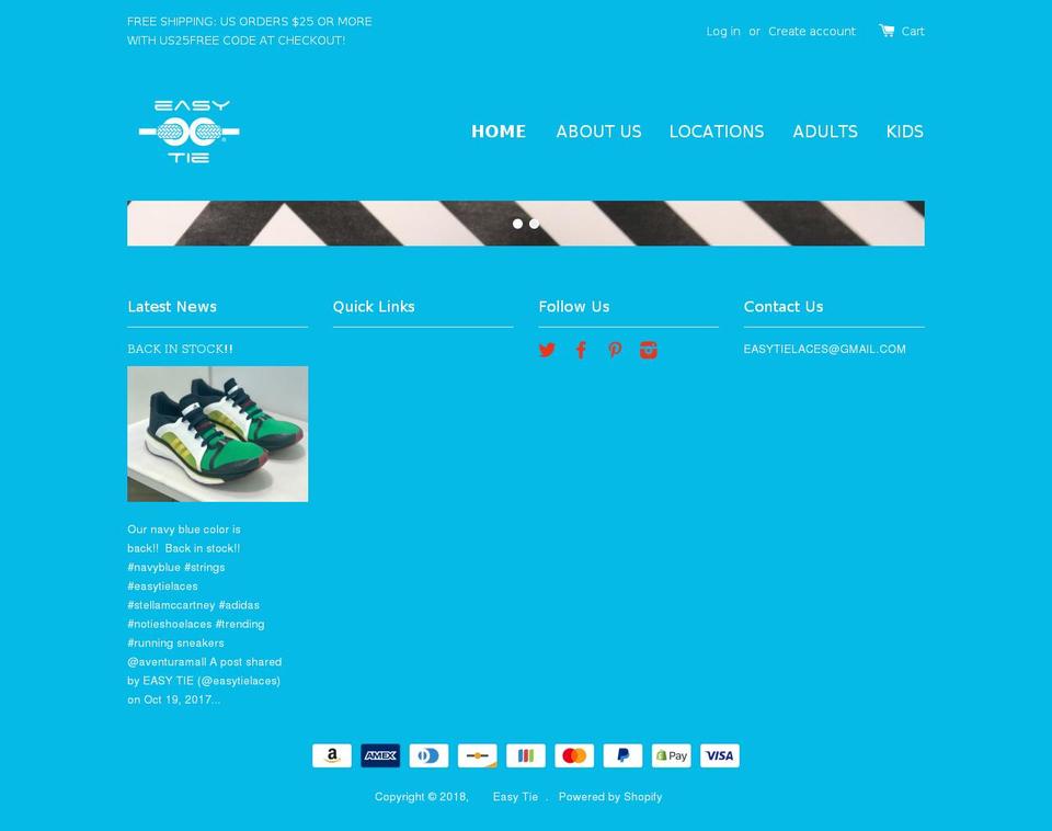 easytielaces.com — Shopify storefront screenshot