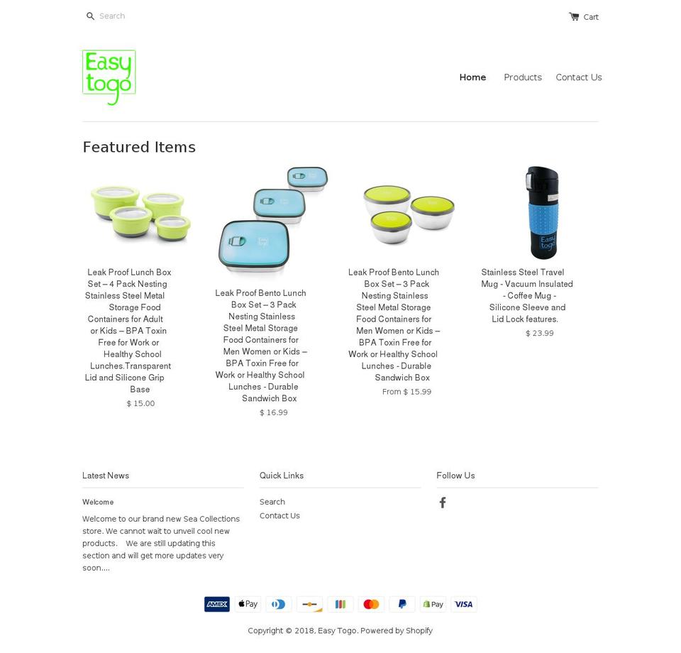 easytogolunches.com shopify website screenshot