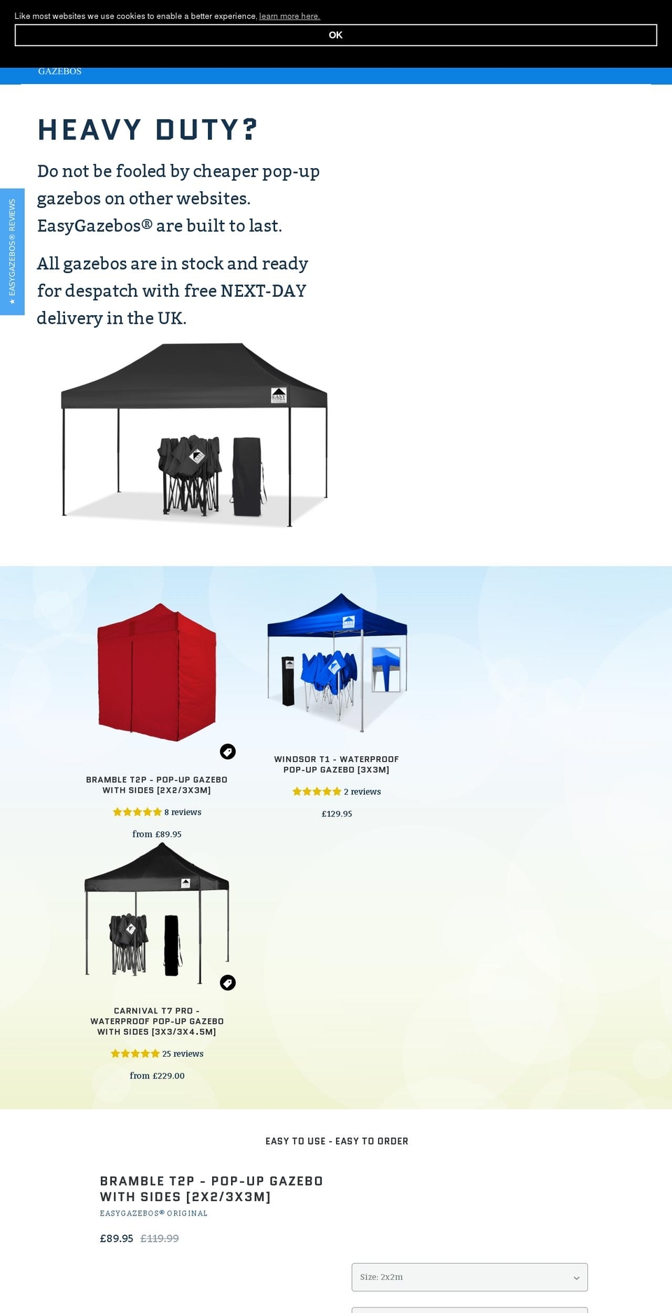 easyupgazebos.com — Shopify storefront screenshot