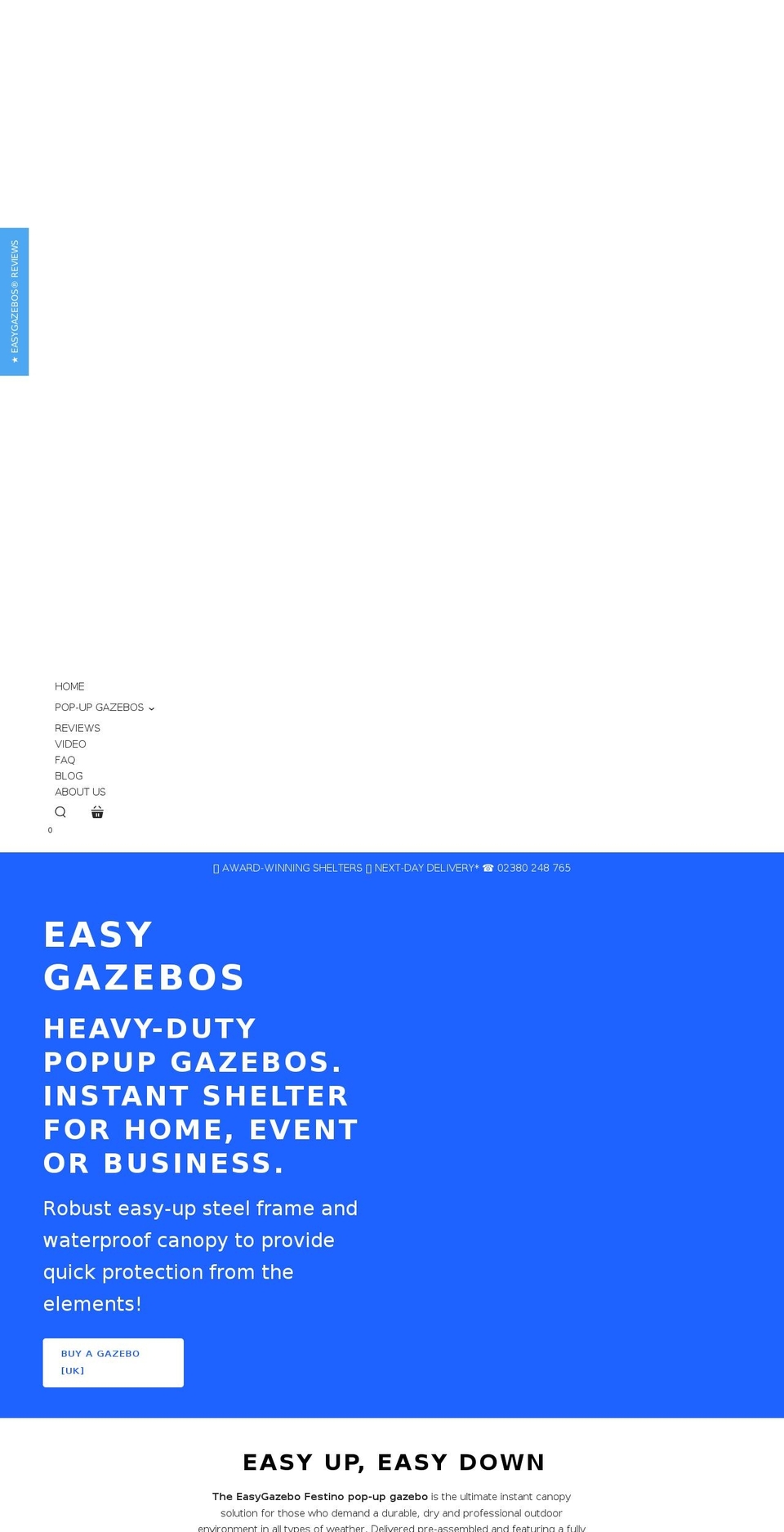 easyupgazebos.uk shopify website screenshot