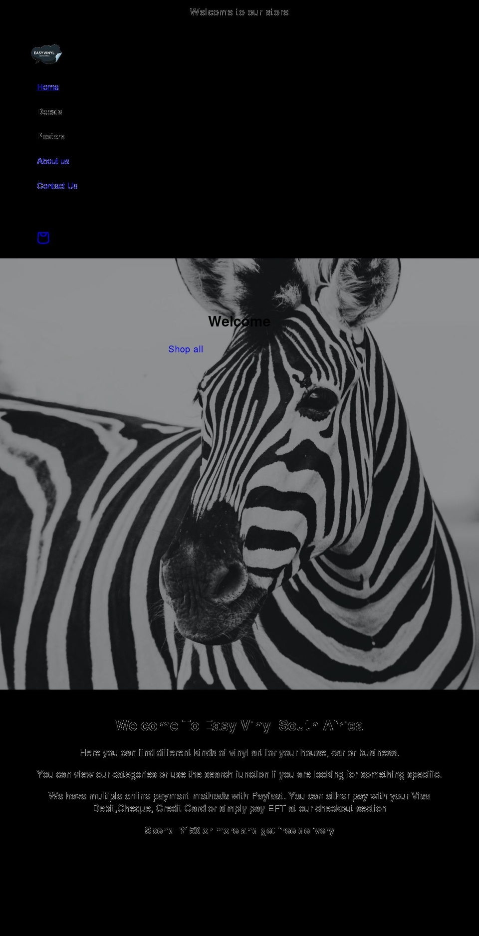 easyvinylza.com — Shopify storefront screenshot
