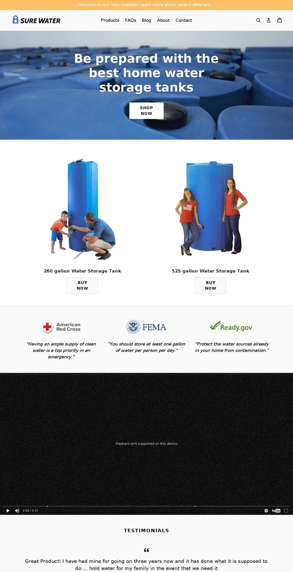 easywaterstorage.com shopify website screenshot