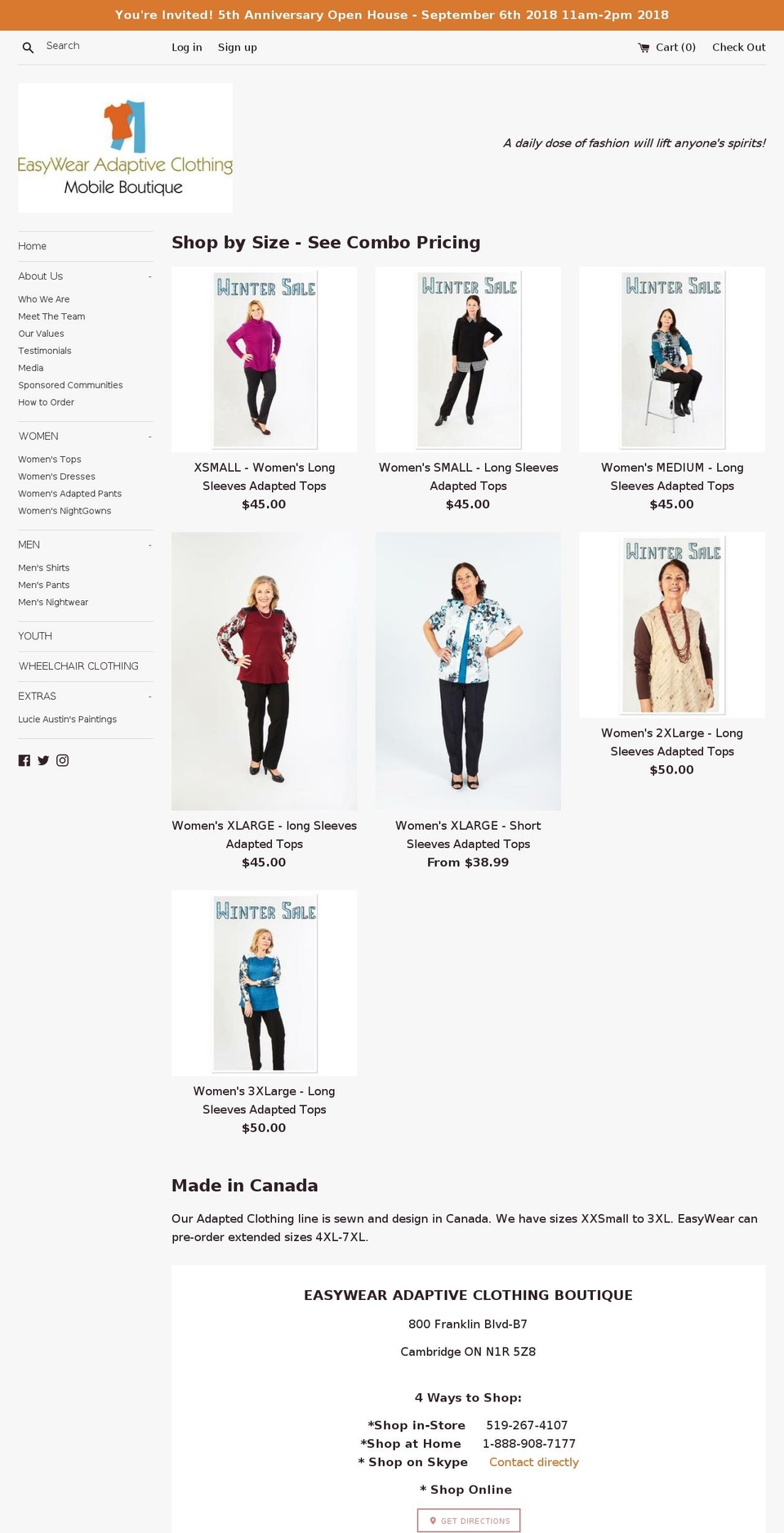 easywearadaptiveclothing.com — Shopify storefront screenshot