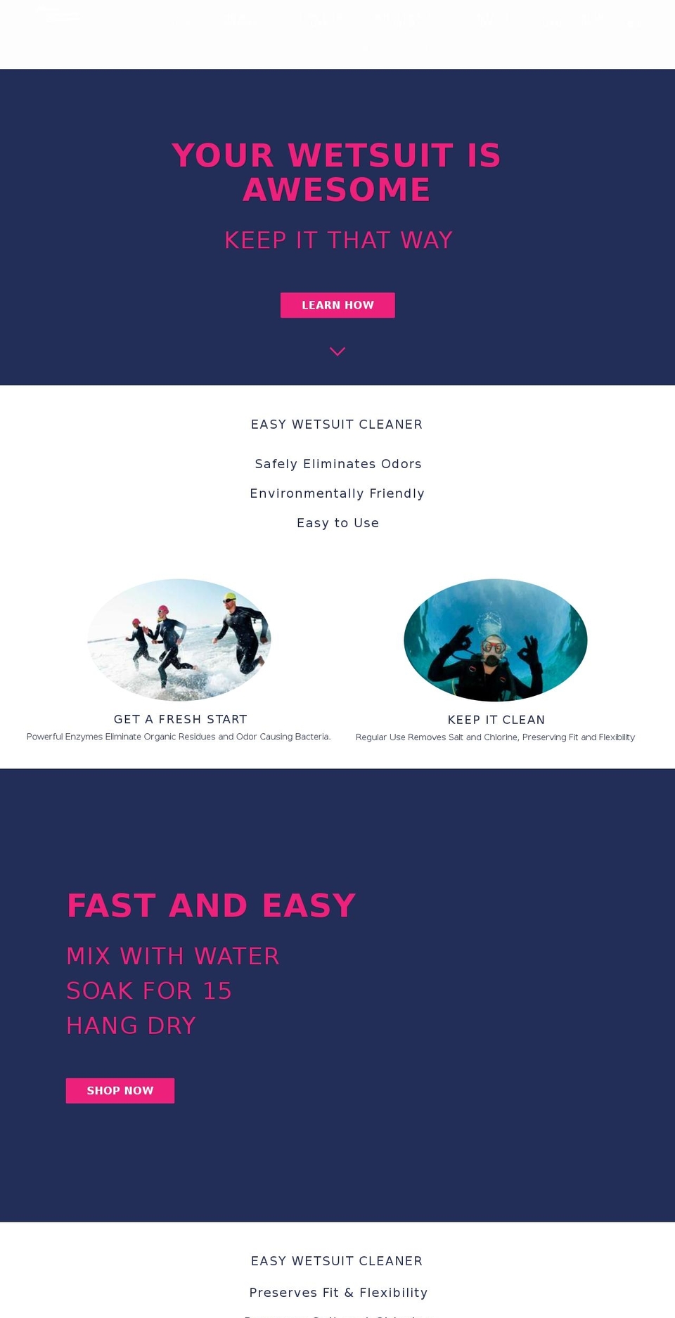 easywetsuitcleaner.com — Shopify storefront screenshot