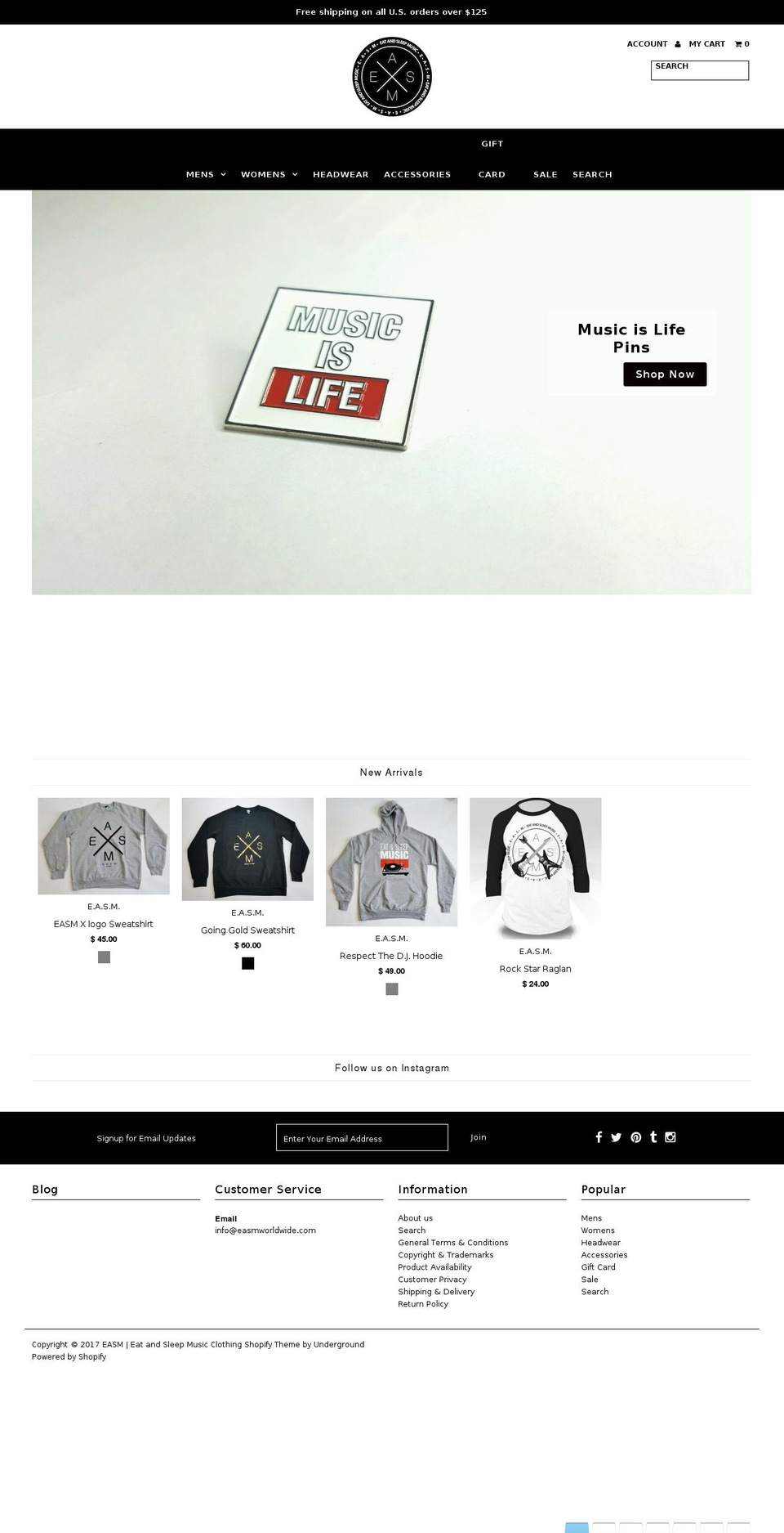 eatandsleepmusic.com shopify website screenshot