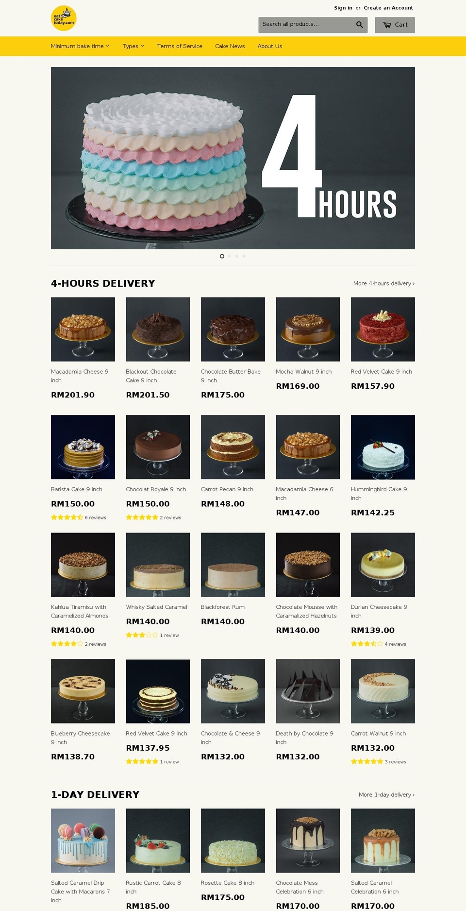 eatcaketoday.com shopify website screenshot