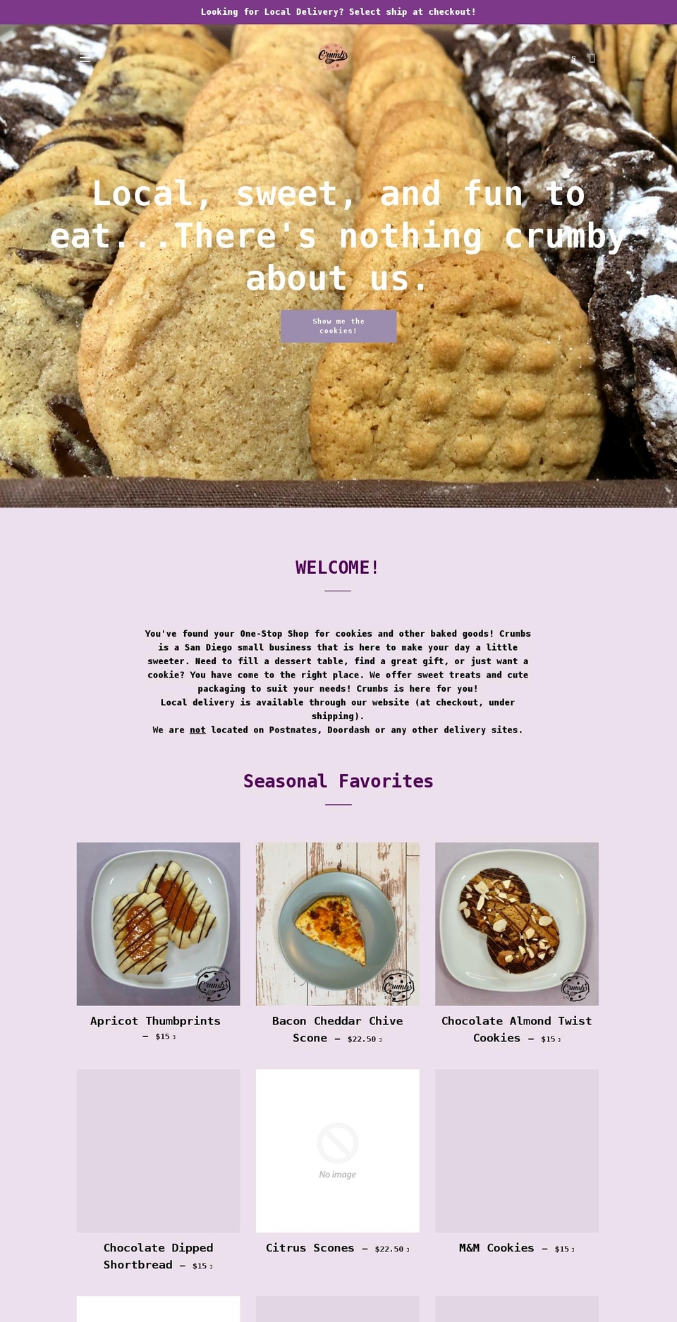 eatcrumbscookies.com shopify website screenshot