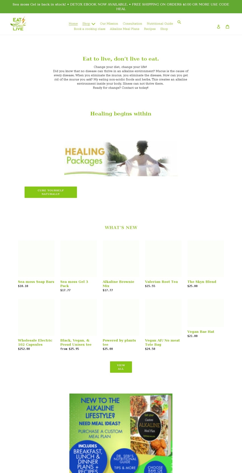 eathealive.com shopify website screenshot