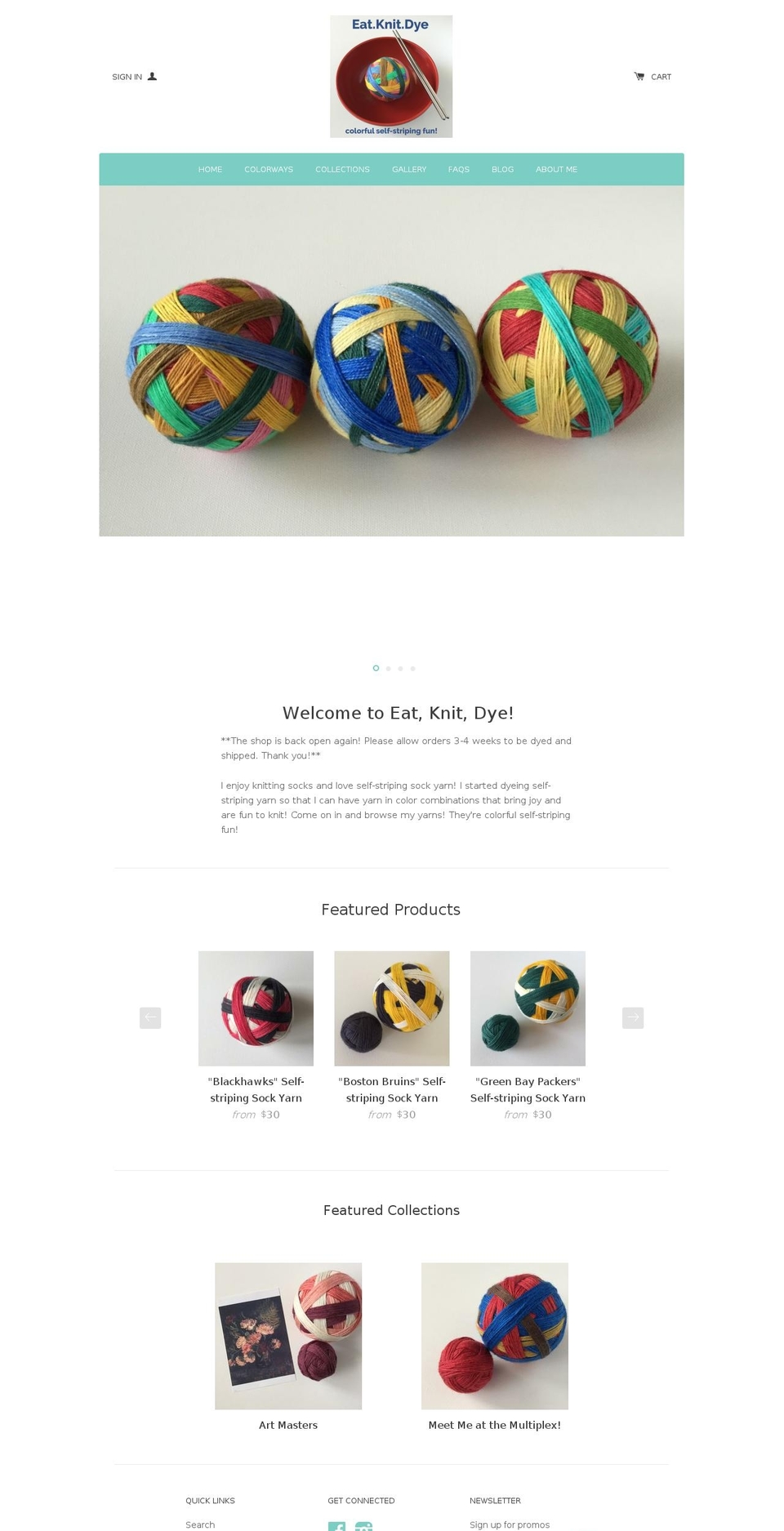 eatknitdye.com — Shopify storefront screenshot