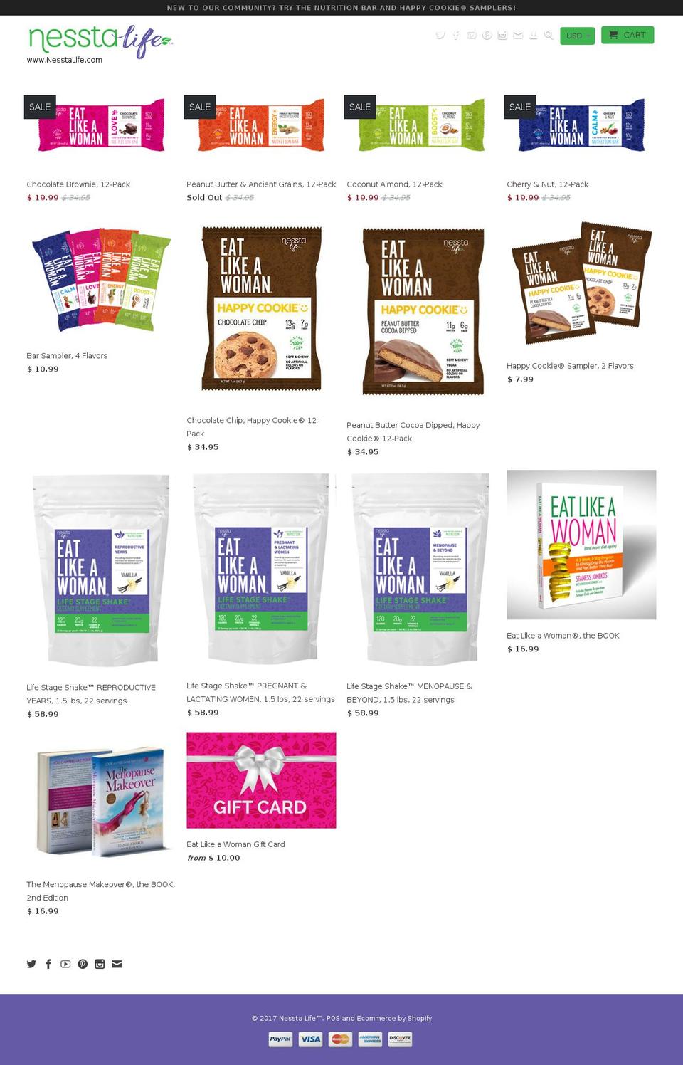 eatlikeawomanbars.com shopify website screenshot