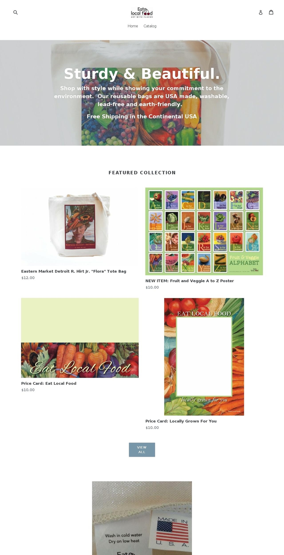 eatlocalfoodtotes.com — Shopify storefront screenshot