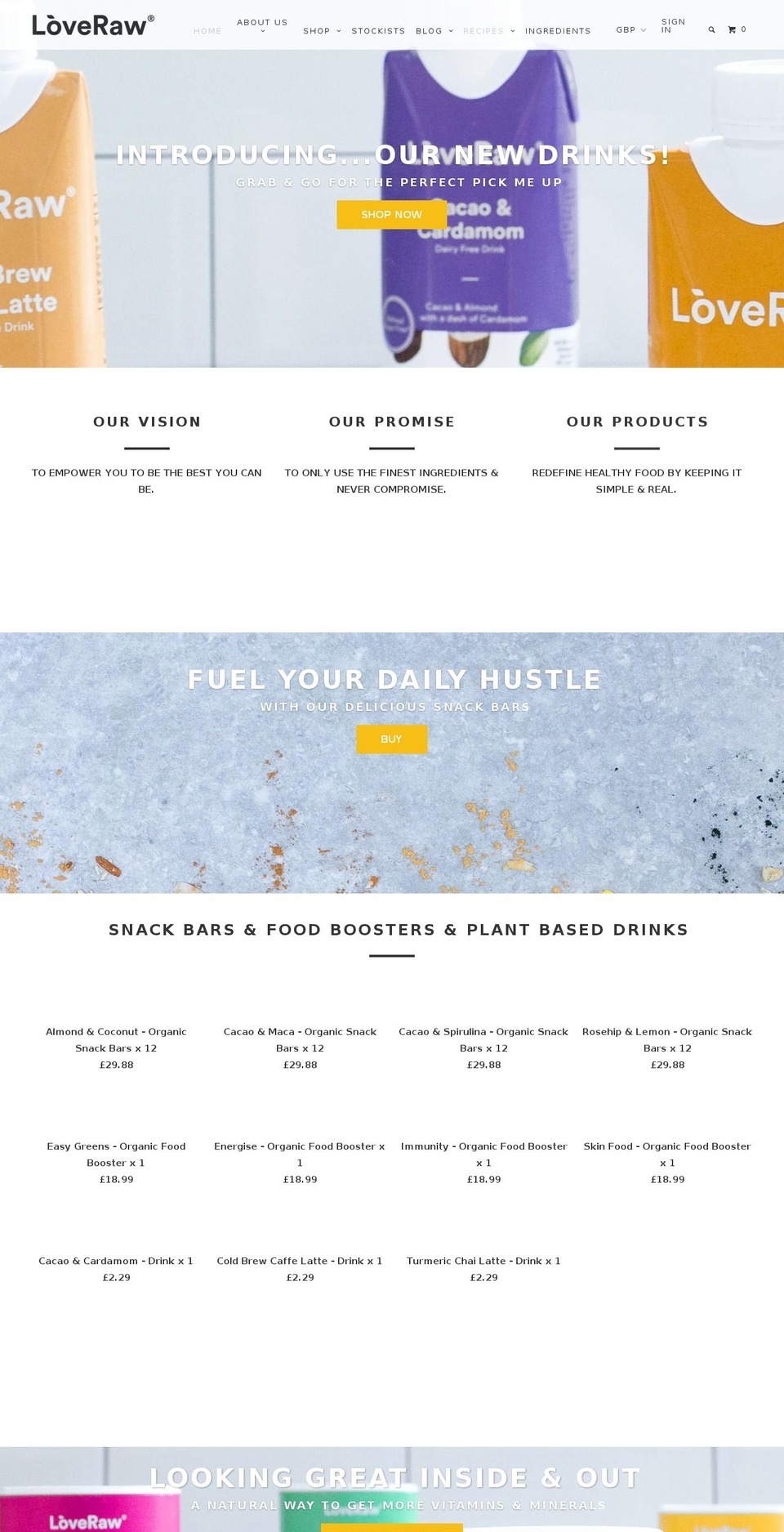 eatloveraw.com shopify website screenshot