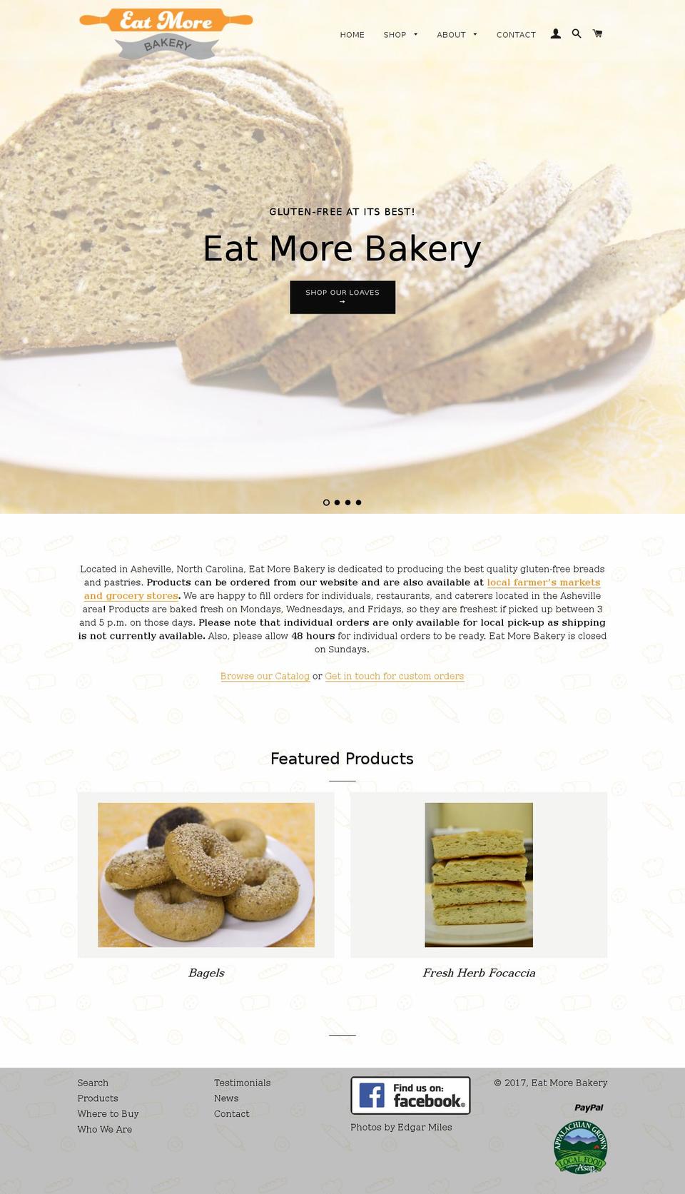 eatmorebakery.com shopify website screenshot