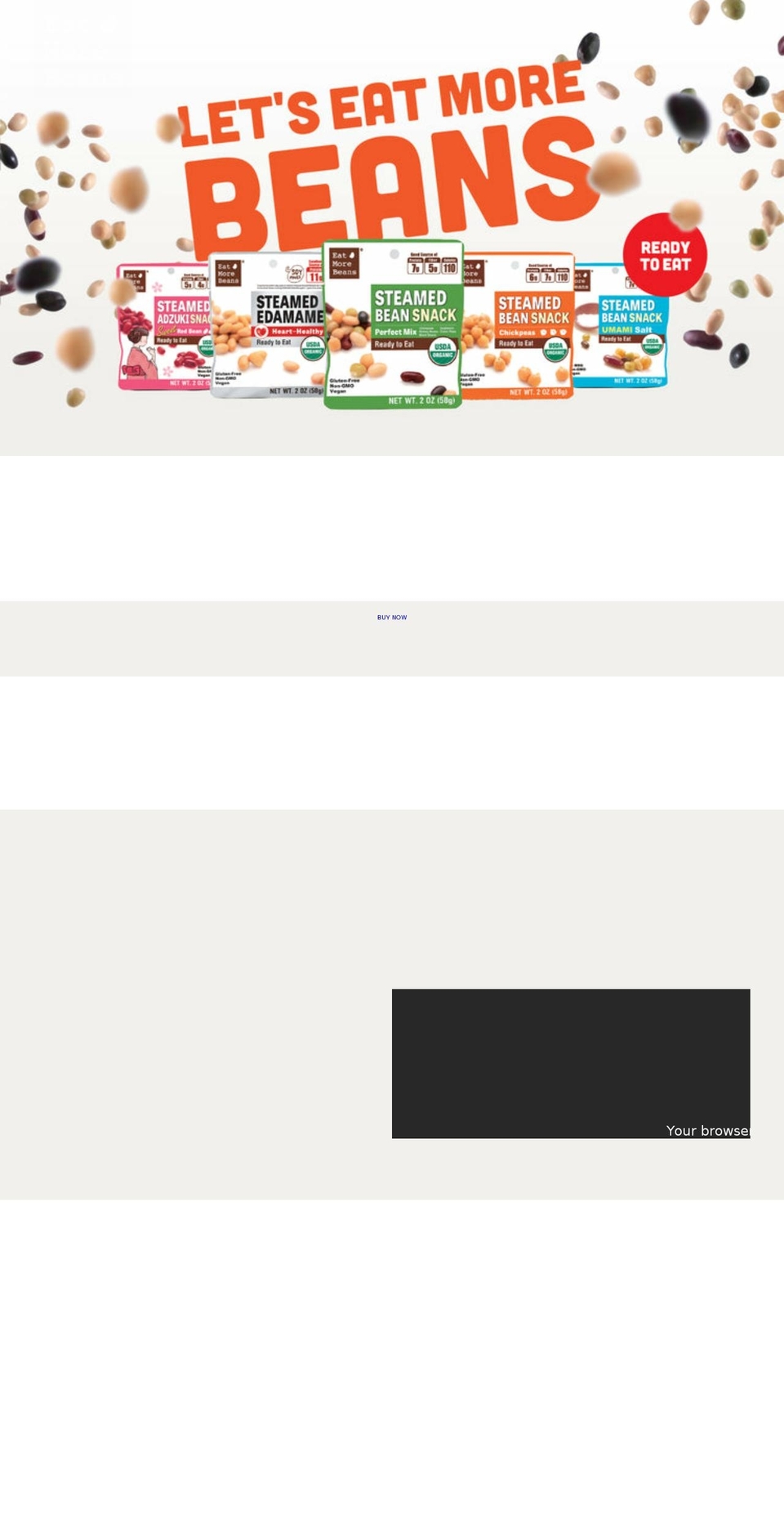 eatmorebeans.net shopify website screenshot