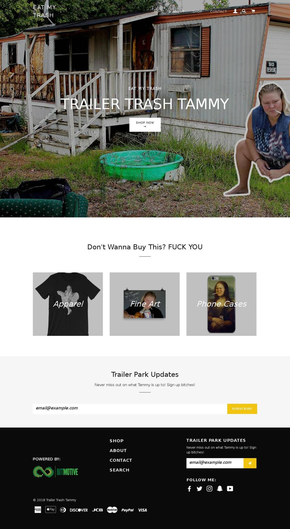 eatmytrash.com shopify website screenshot