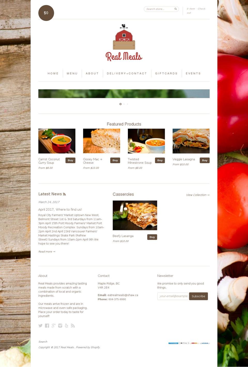 eatrealmeals.com shopify website screenshot