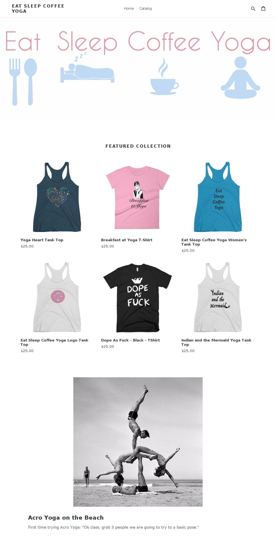 eatsleepcoffeeyoga.com shopify website screenshot